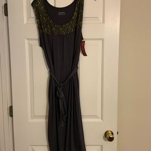 Gray and lime green midi dress